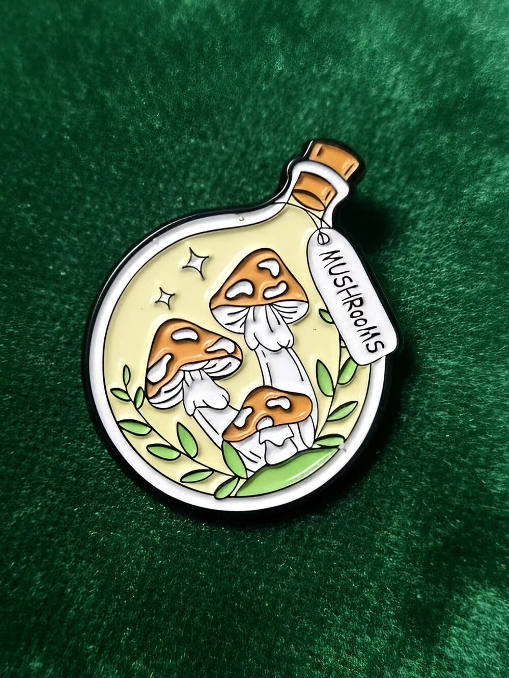 Magical Whimsical Botanical Cottagecore Mushroom Potion Bottle Enamel Pin